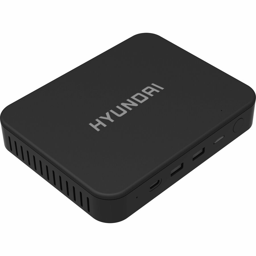 Hyundai Mini PC Intel Celeron N4020 4GB DDR4 64GB Storage Expandable 2.5" SATA HDD and M.2 SSD Slot USB-C Windows 10 Pro 4K UHD Dual Monitor Support HDMI and VGA Port Fanless Vesa Mount Included Black