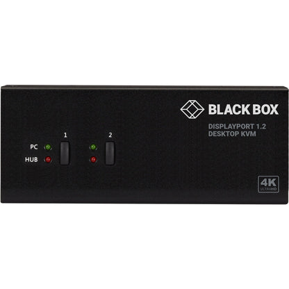 Black Box KVM Switch - Dual-Monitor DisplayPort 1.2 4K 60Hz USB 3.0 Hub Audio