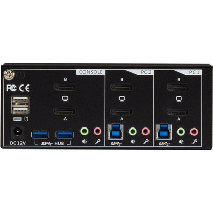 Black Box KVM Switch - Dual-Monitor DisplayPort 1.2 4K 60Hz USB 3.0 Hub Audio