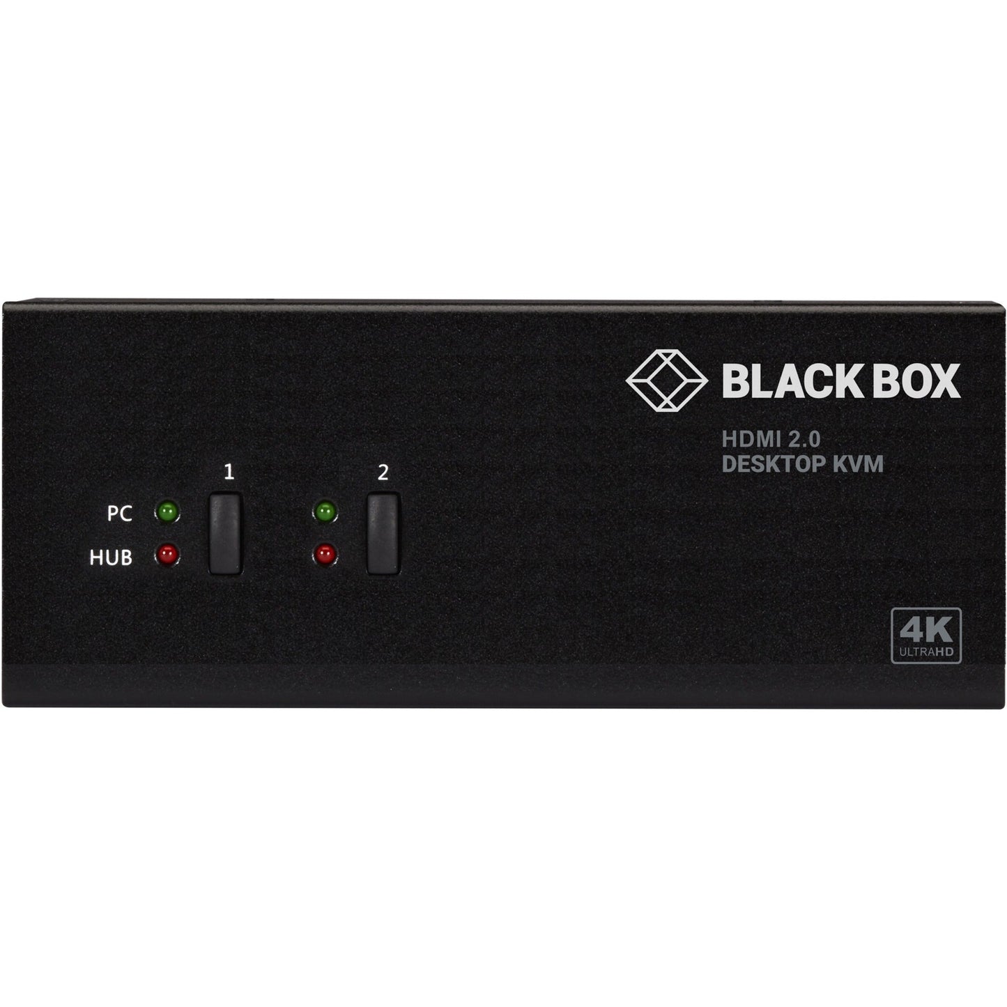 Black Box KVM Switch - 2-Port Dual-Monitor HDMI 2.0 4K 60Hz USB 3.0 Hub Audio