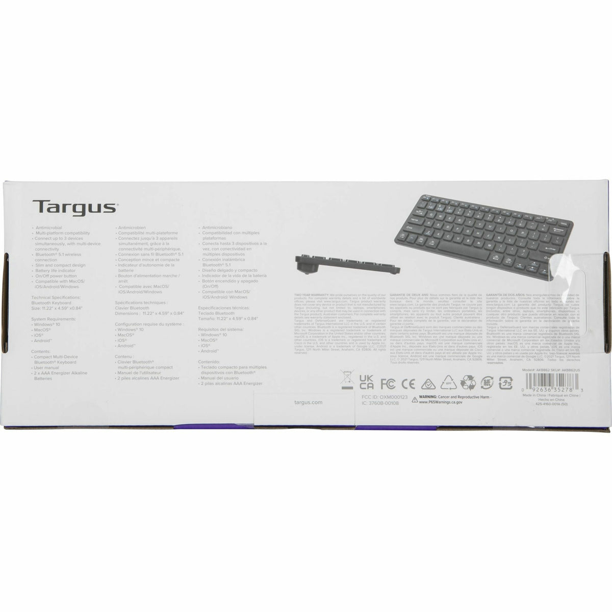 Targus Compact Multi-Device Bluetooth Antimicrobial Keyboard