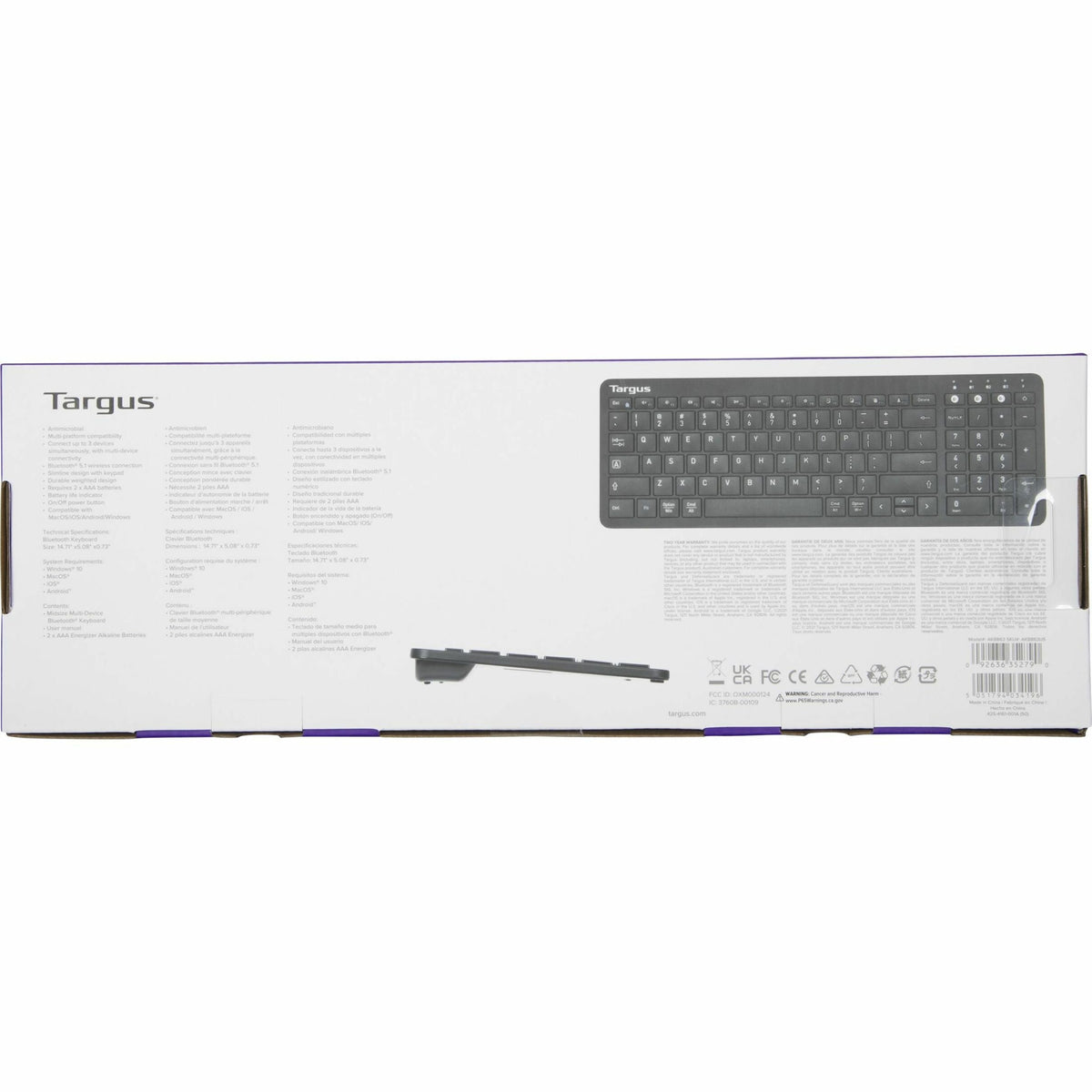 Targus Midsize Multi-Device Bluetooth Antimicrobial Keyboard