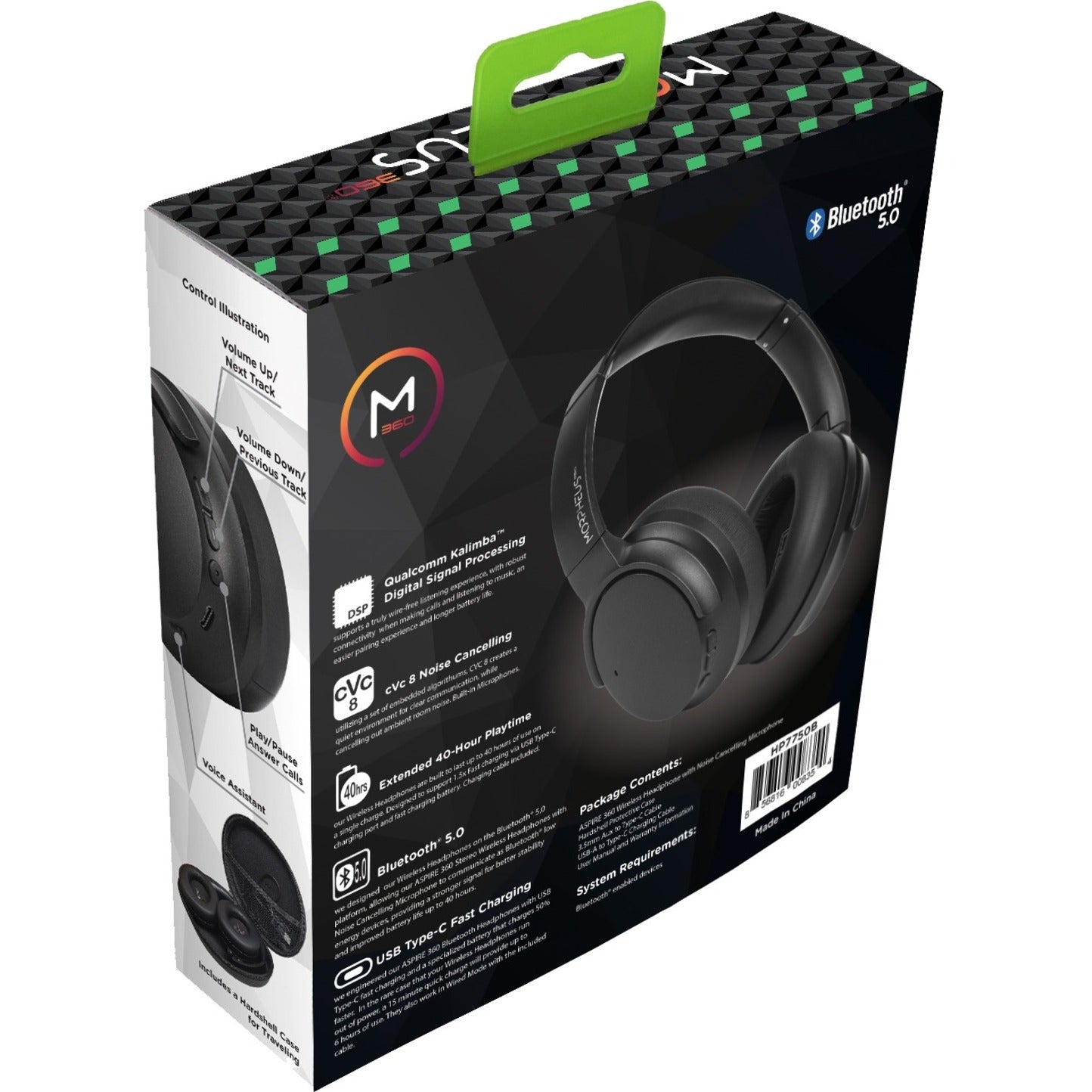 Morpheus 360 Aspire 360 Wireless Over-Ear Headphones - Bluetooth 5.0 Headset with Microphone - HP7750B