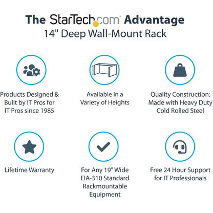 StarTech.com 4U Wall Mount Rack 14in Deep 19 inch Wall Mount Network Rack Wall Mounting Patch Panel Bracket for Switch/IT Equipment