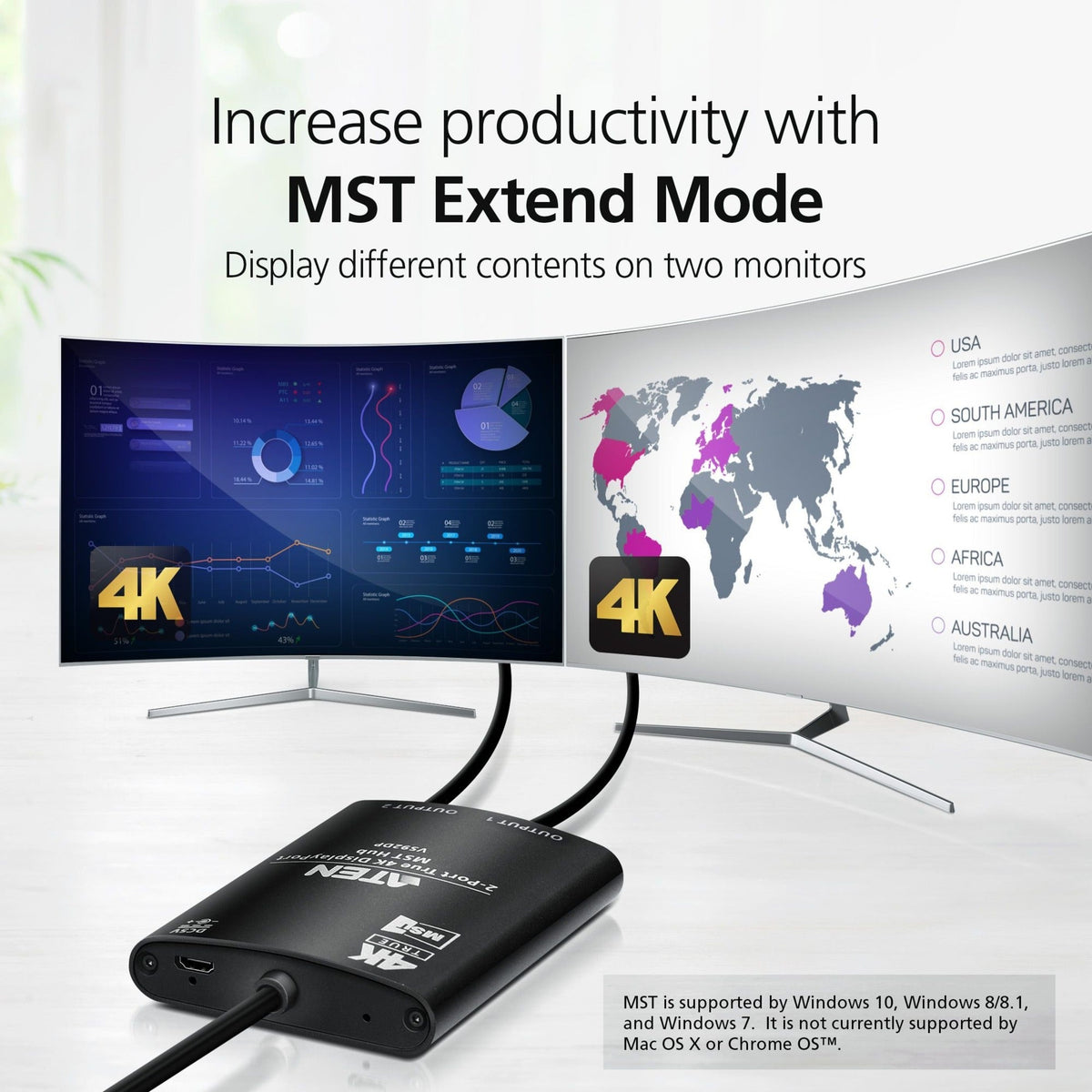 ATEN 2-Port True 4K DisplayPort MST Hub