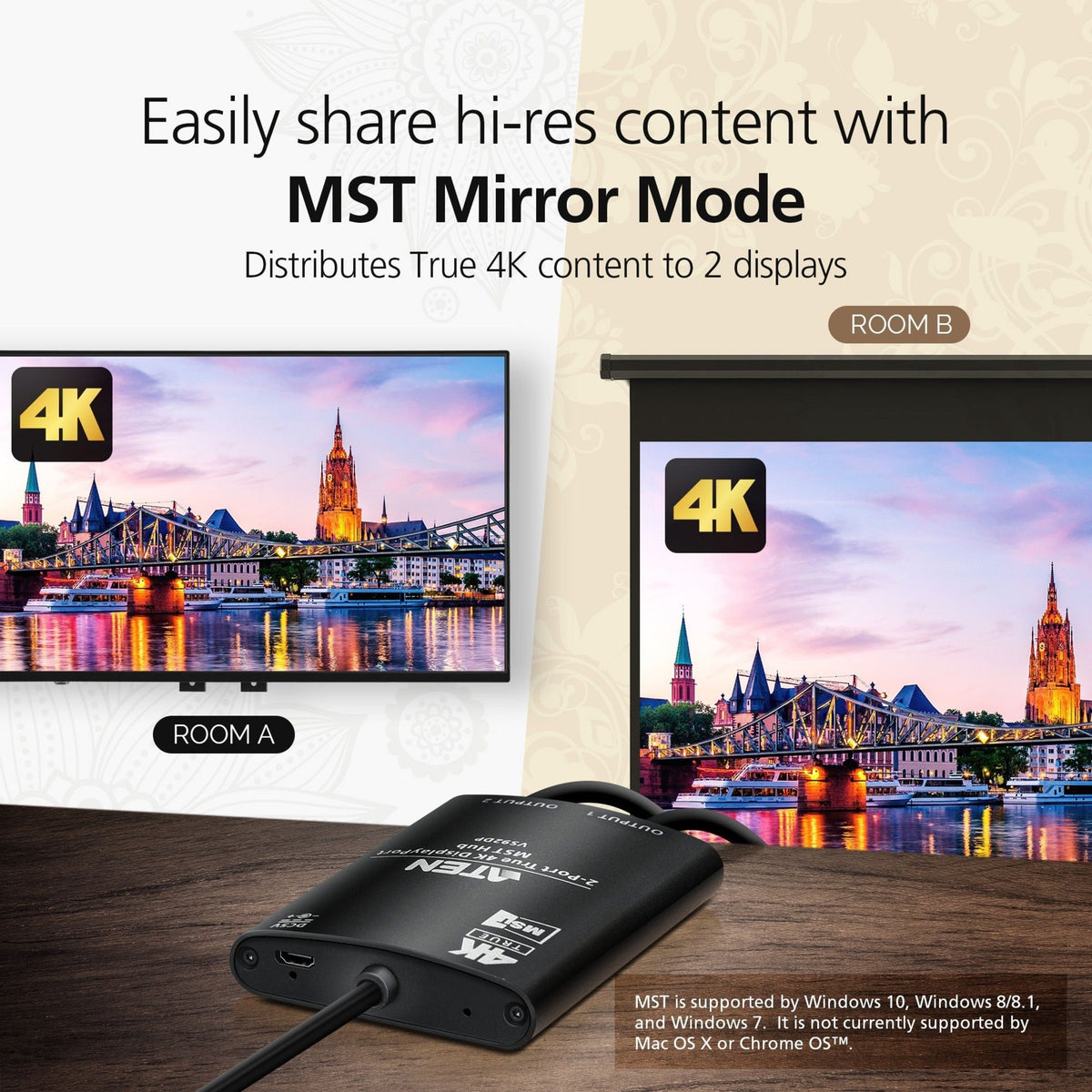 ATEN 2-Port True 4K DisplayPort MST Hub