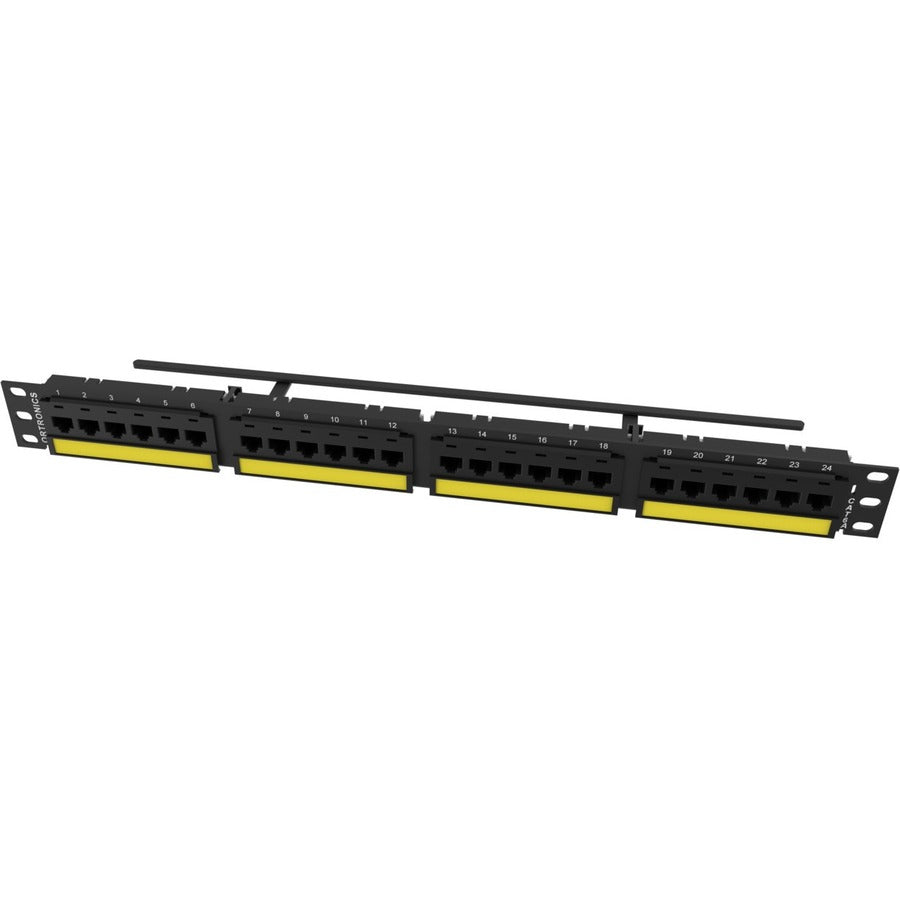 Ortronics Category 6A TechChoice Flat Patch Panel 24 Port 2RU Black