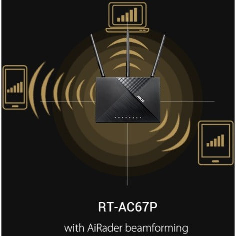 Asus RT-AC67P Wi-Fi 5 IEEE 802.11a/b/g/n/ac Ethernet Wireless Router