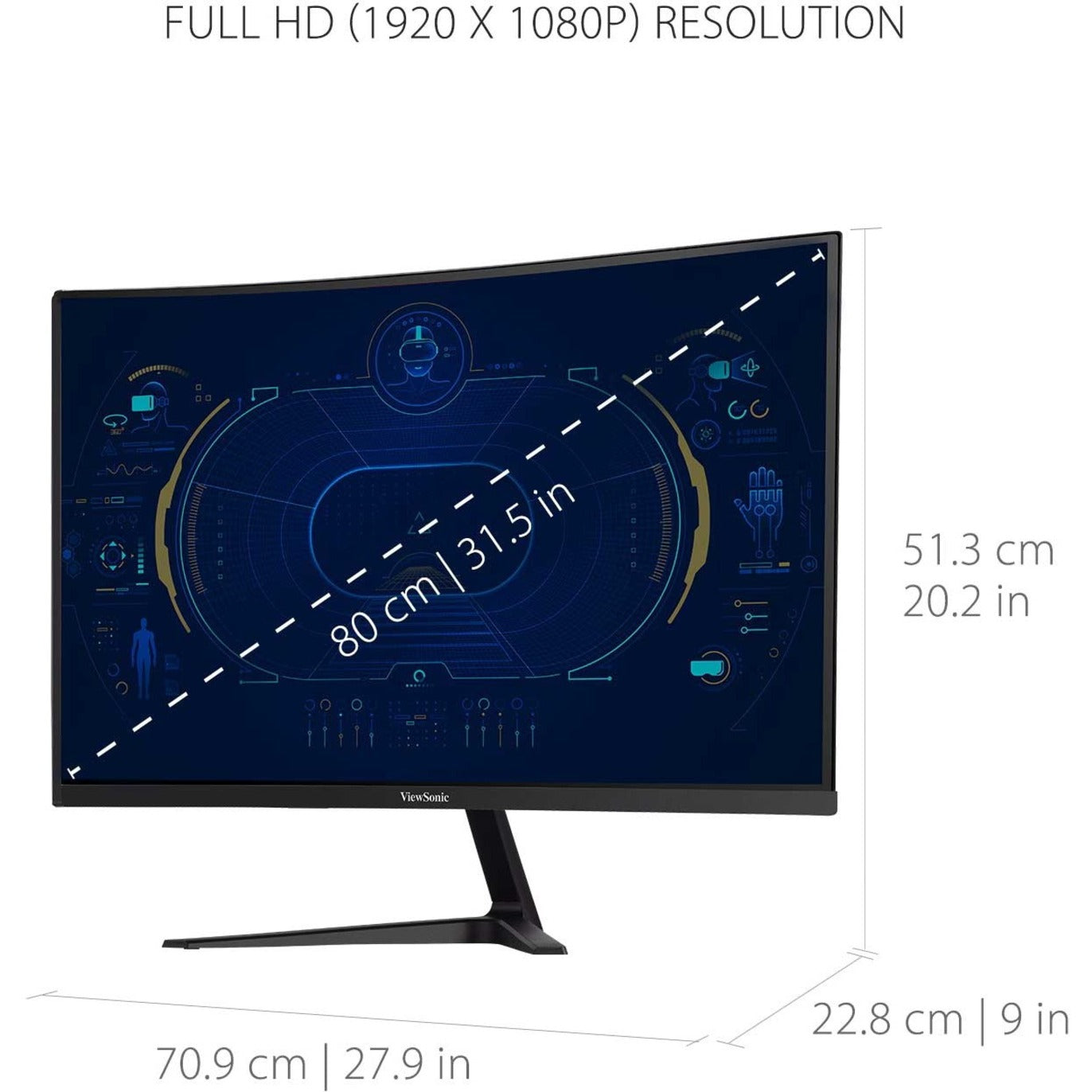 ViewSonic OMNI VX3218-PC-MHD 32 Inch Curved 1080p 1ms 165Hz Gaming Monitor with FreeSync Premium Eye Care HDMI and Display Port