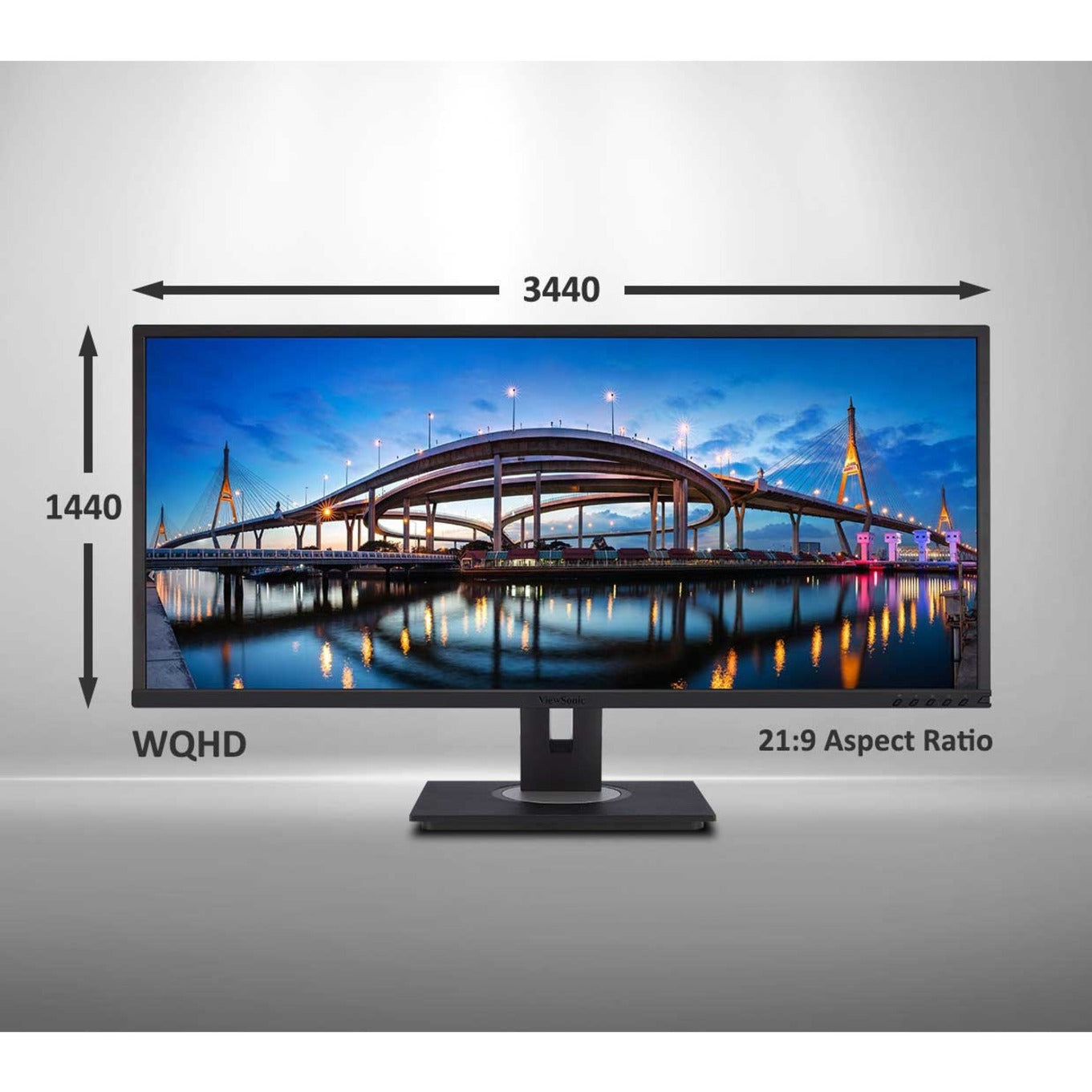 ViewSonic VG3456 34 Inch 21:9 UltraWide WQHD 1440p Monitor with Ergonomics Design USB C Docking Built-In Gigabit Ethernet for Home and Office