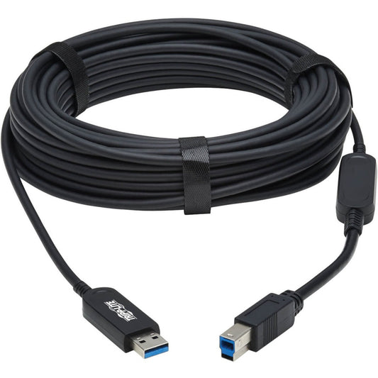 Tripp Lite USB 3.2 Gen 1 Plenum-Rated Fiber Active Optical Cable (AOC) - 5 Gbps (A to B M/M) Black 15 m