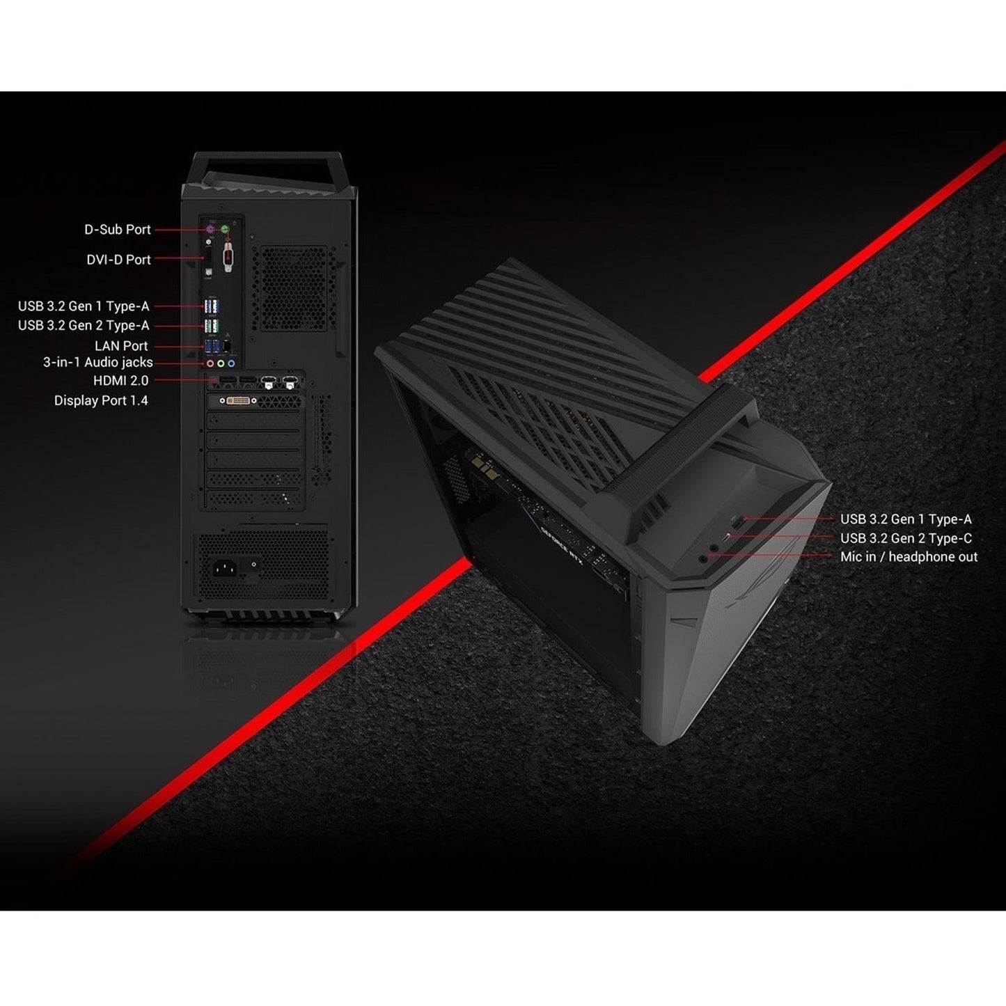Asus ROG Strix GA15DK-DS776 Gaming Desktop Computer - AMD Ryzen 7 5800X 3.80 GHz - 16 GB RAM DDR4 SDRAM - 1 TB PCI Express SSD - Tower - Black