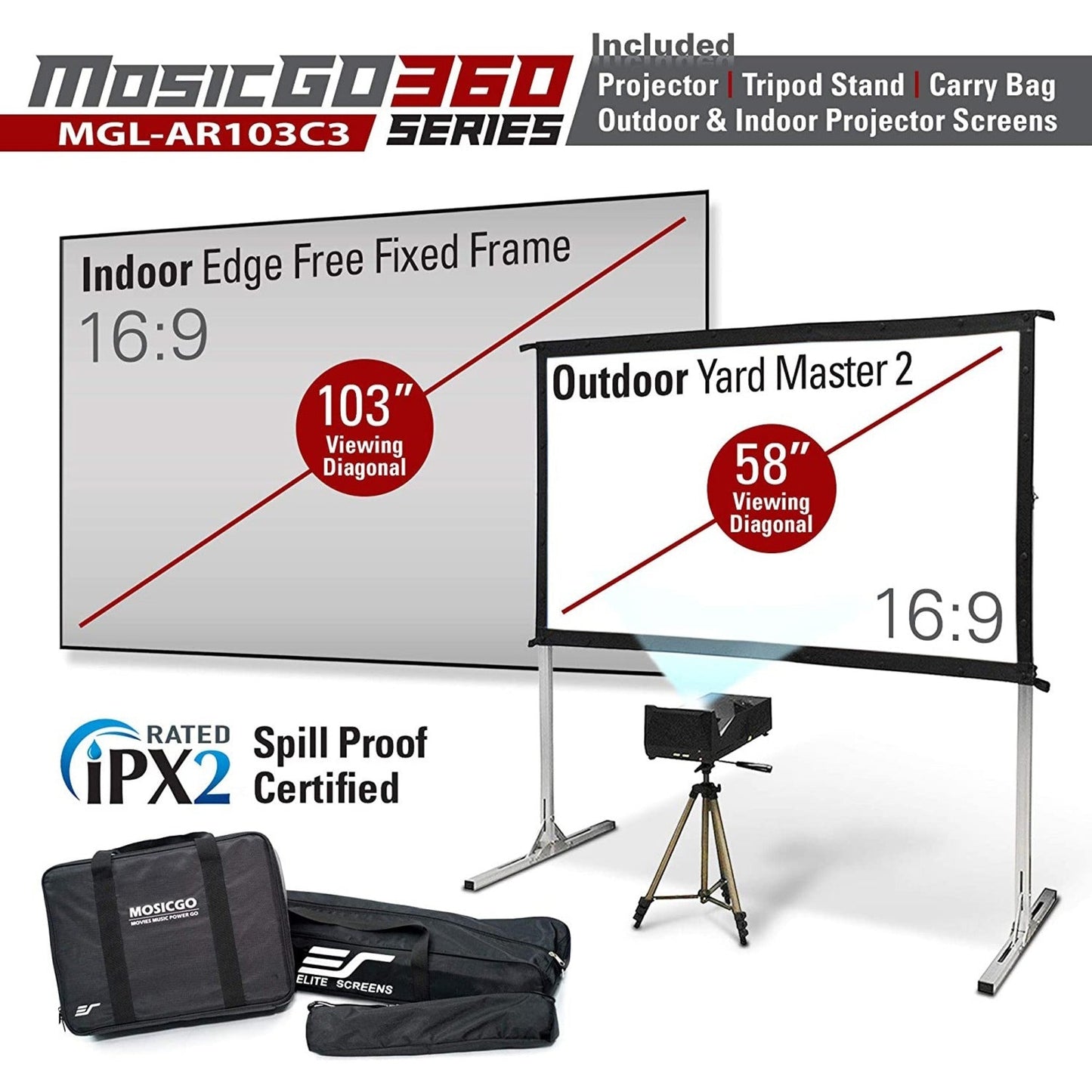 EliteProjector MosicGO MGS-AR103C3 Ultra Short Throw DLP Projector - 16:9 - Portable - Black