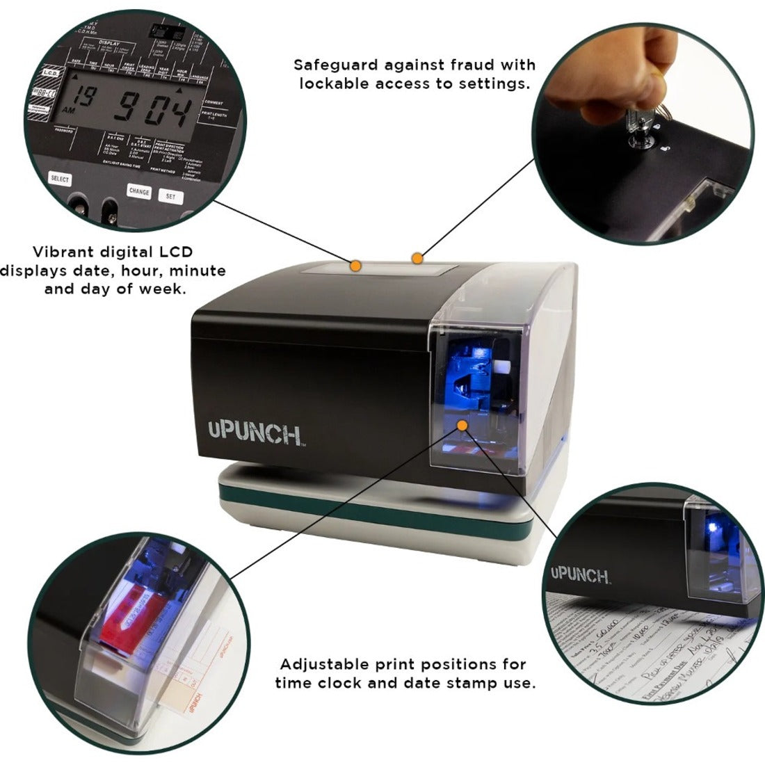 uPunch CR1000 Digital Time Clock & Date Stamp