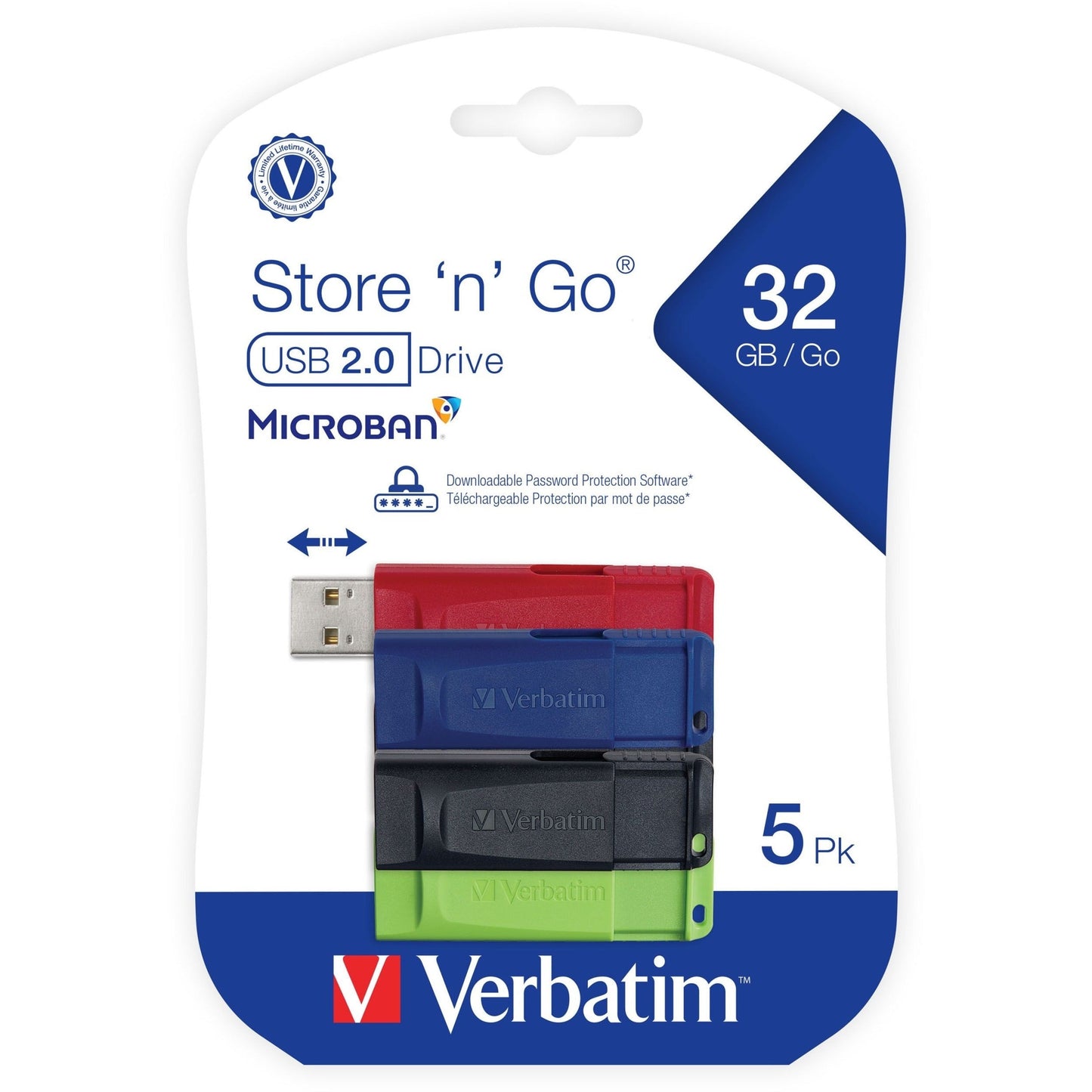 32GB Store 'n' Go&reg; USB Flash Drive - 5pk - Assorted