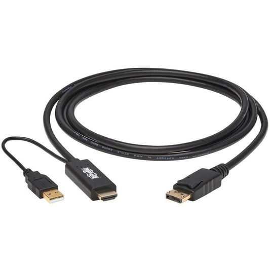 Tripp Lite HDMI to DisplayPort Active Adapter Cable (M/M) - 4K USB Power Black 2 m (6.6 ft.)