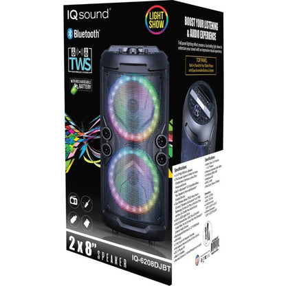 IQ Sound IQ-6208DJBT Portable Bluetooth Speaker System - 16 W RMS - Black