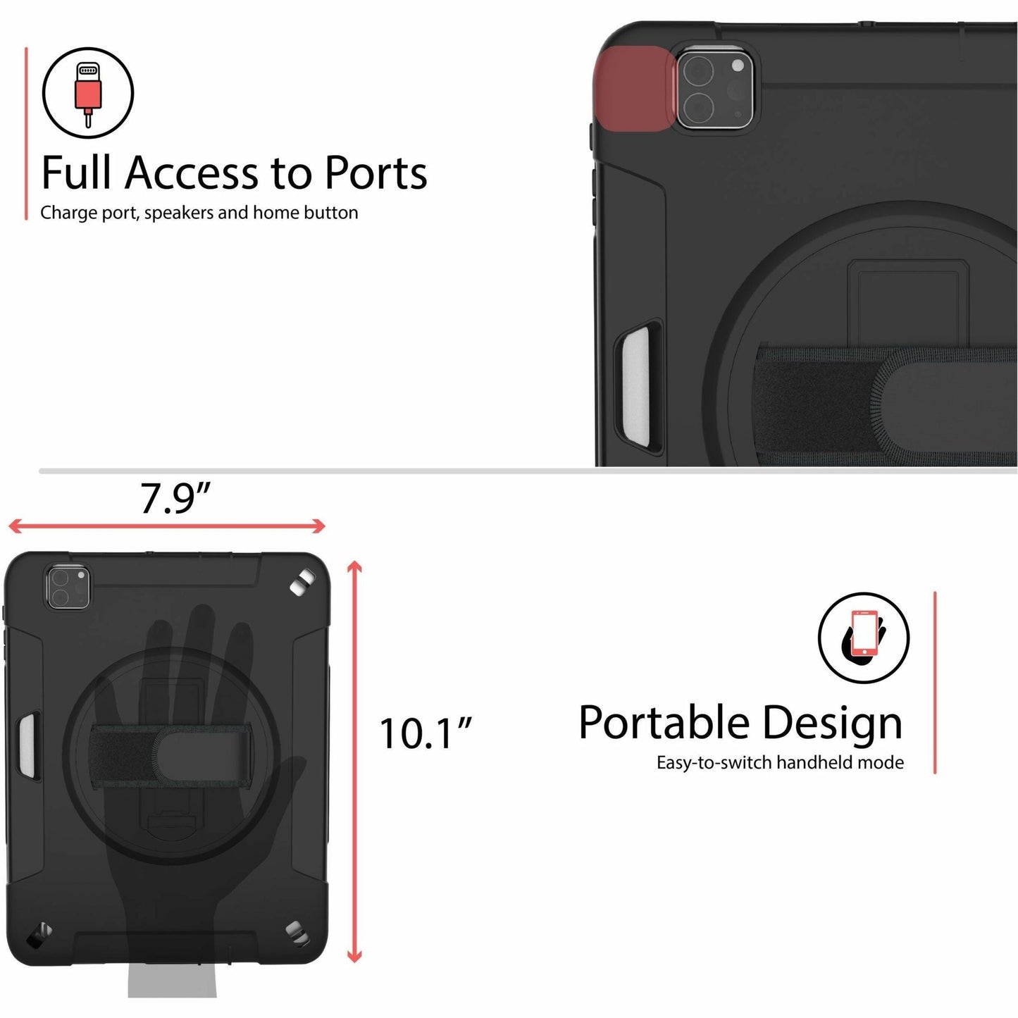 CTA Digital Protective Case with Built-in 360Ã‚&deg; Rotatable Grip Kickstand for iPad Air 10.9"  iPad Pro 11"