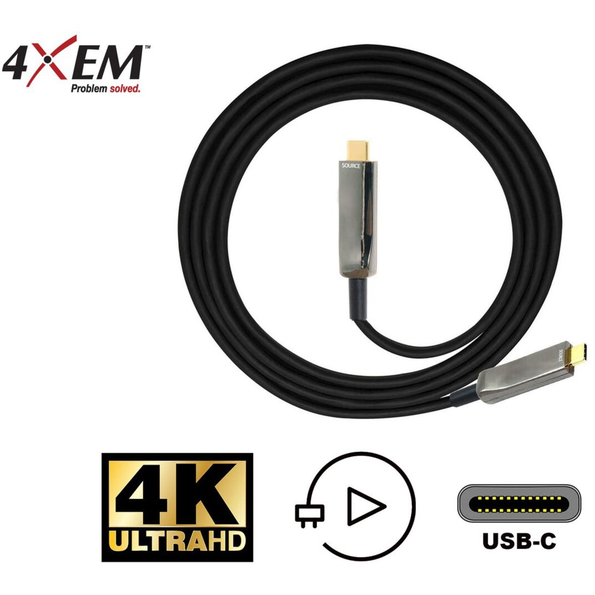 4XEM 45M Fiber USB Type-C Cable 4K@60HZ 21.6 Gbps