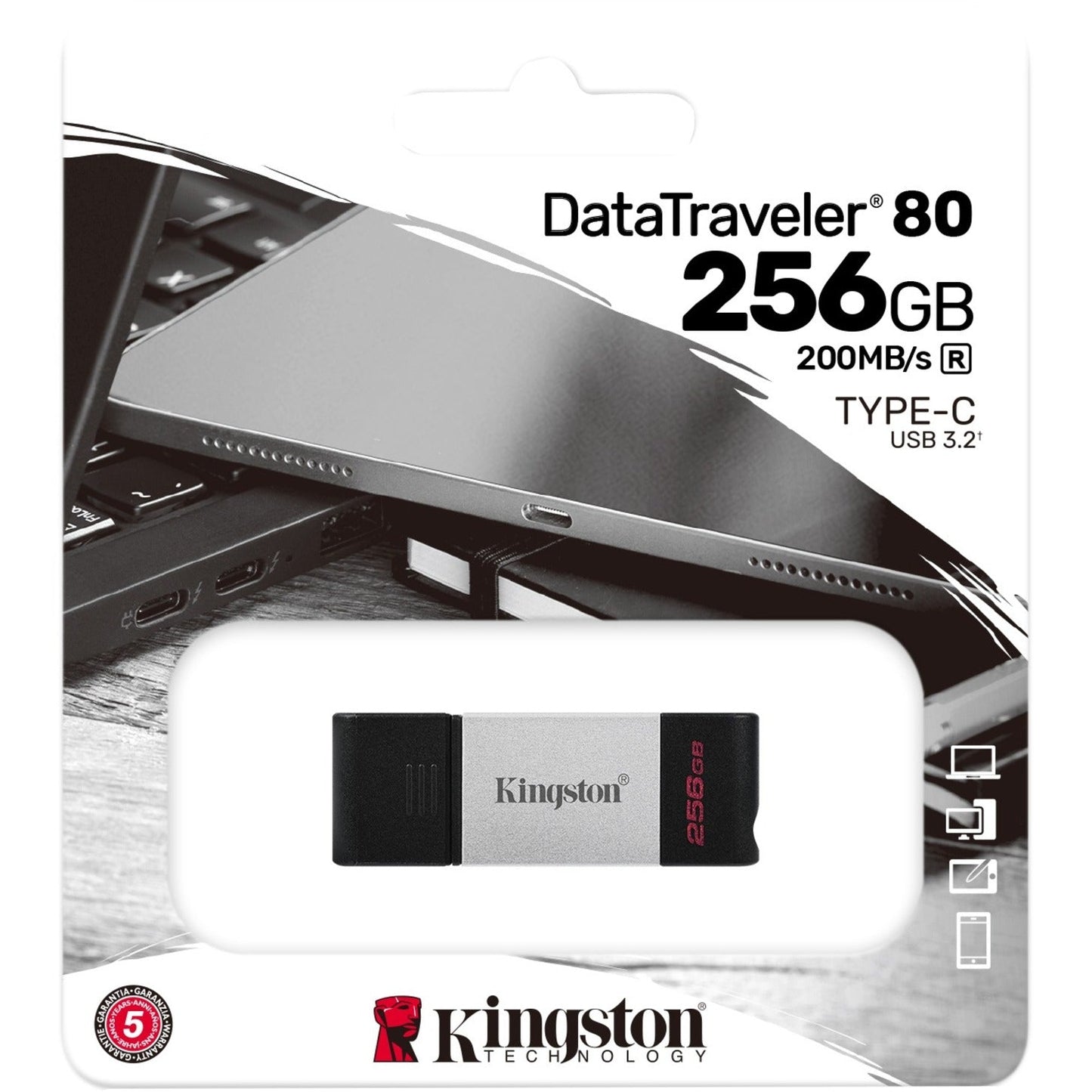 Kingston DataTraveler 80 256GB USB 3.2 (Gen 1) Type C Flash Drive