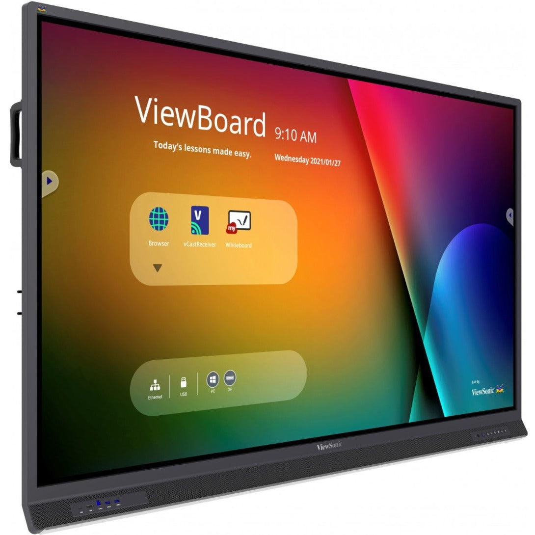 ViewSonic IFP7552 75 Inch ViewBoard 4K Interactive Flat Panel Display with 33-Point Touch Integrated Microphone and HDMI VGA RJ45 60W Powered USB-C Connectivity