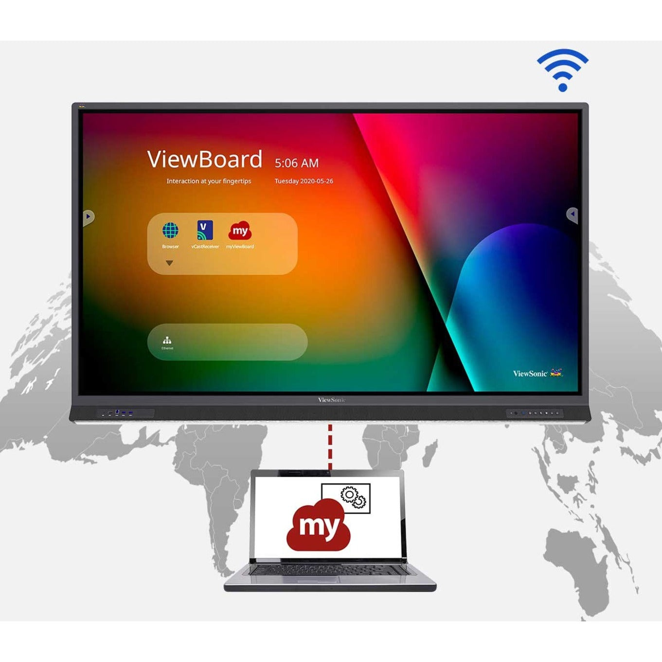 ViewSonic IFP7552 75 Inch ViewBoard 4K Interactive Flat Panel Display with 33-Point Touch Integrated Microphone and HDMI VGA RJ45 60W Powered USB-C Connectivity