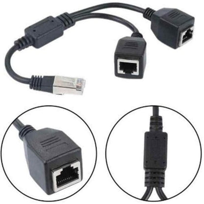 4XEM 2-to-1 RJ45 Splitter Cable Adapter - F/M- CAT5E