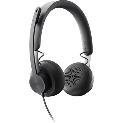 Logitech Zone 750 Wired On-Ear Headset with advanced noise-canceling microphone simple USB-C and included USB-A adapter plug-and-play compatibility for all devices