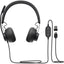 Logitech Zone 750 Wired On-Ear Headset with advanced noise-canceling microphone simple USB-C and included USB-A adapter plug-and-play compatibility for all devices