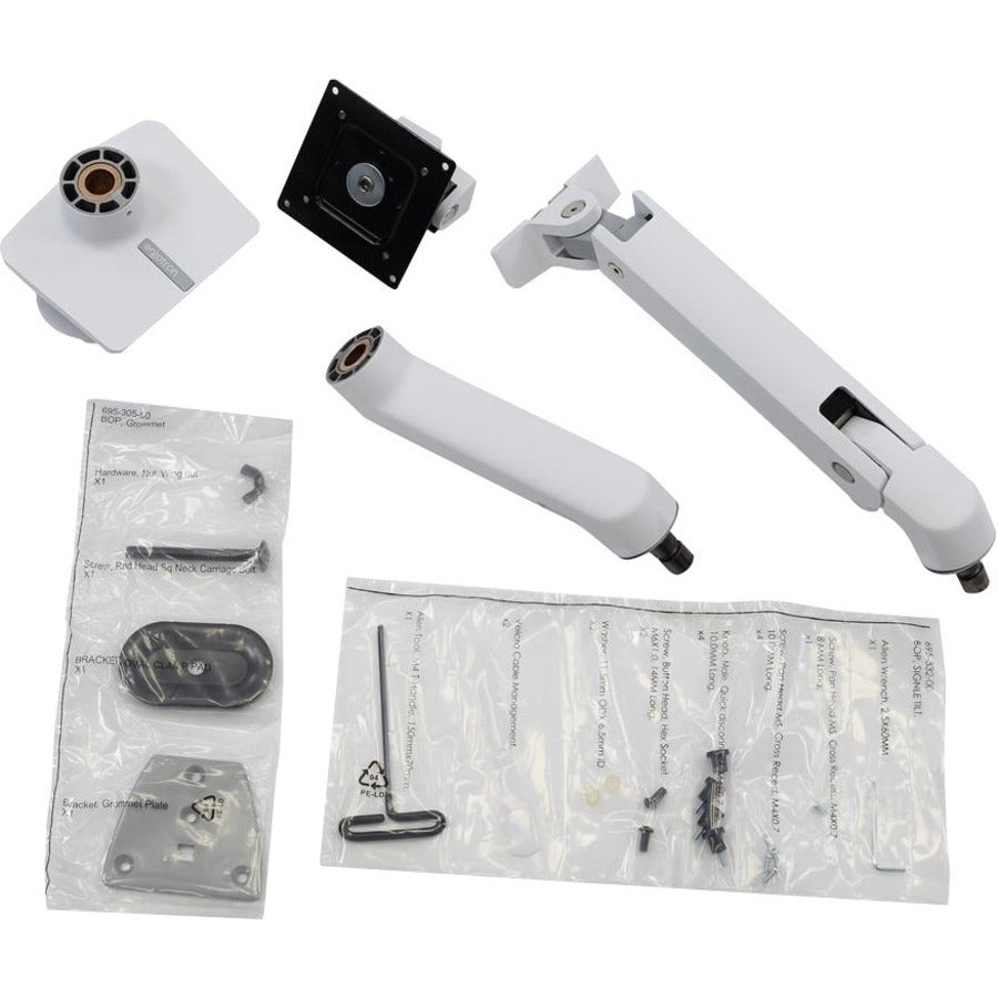Ergotron Mounting Arm for Monitor Curved Screen Display LCD Display - White