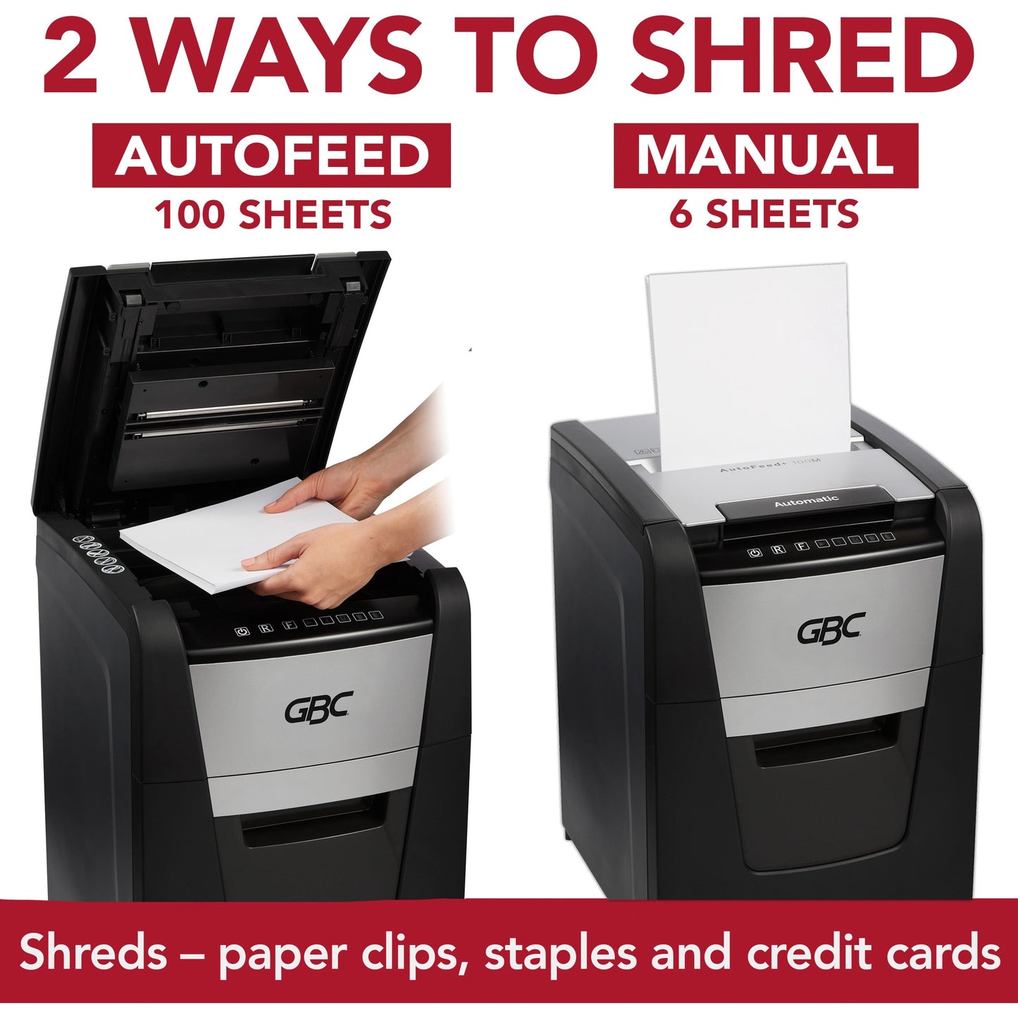 GBC AutoFeed+ Home Office Shredder 100M Micro-Cut 100 Sheets