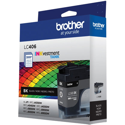 Brother INKvestment LC406BK Original Standard Yield Inkjet Ink Cartridge - Single Pack - Black - 1 Each