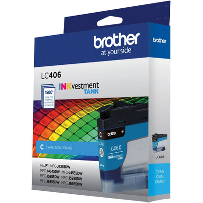 Brother INKvestment LC406C Original Standard Yield Inkjet Ink Cartridge - Single Pack - Cyan - 1 Each