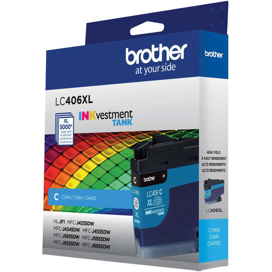 Brother INKvestment LC406XLC Original High Yield Inkjet Ink Cartridge - Single Pack - Cyan - 1 Each