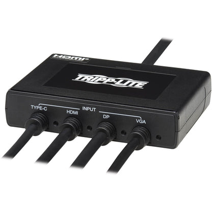 Tripp Lite 4-Port Presentation Adapter 4K 60 Hz (4:4:4) HDMI DP USB-C and 1080p VGA to HDMI Built-In Cables