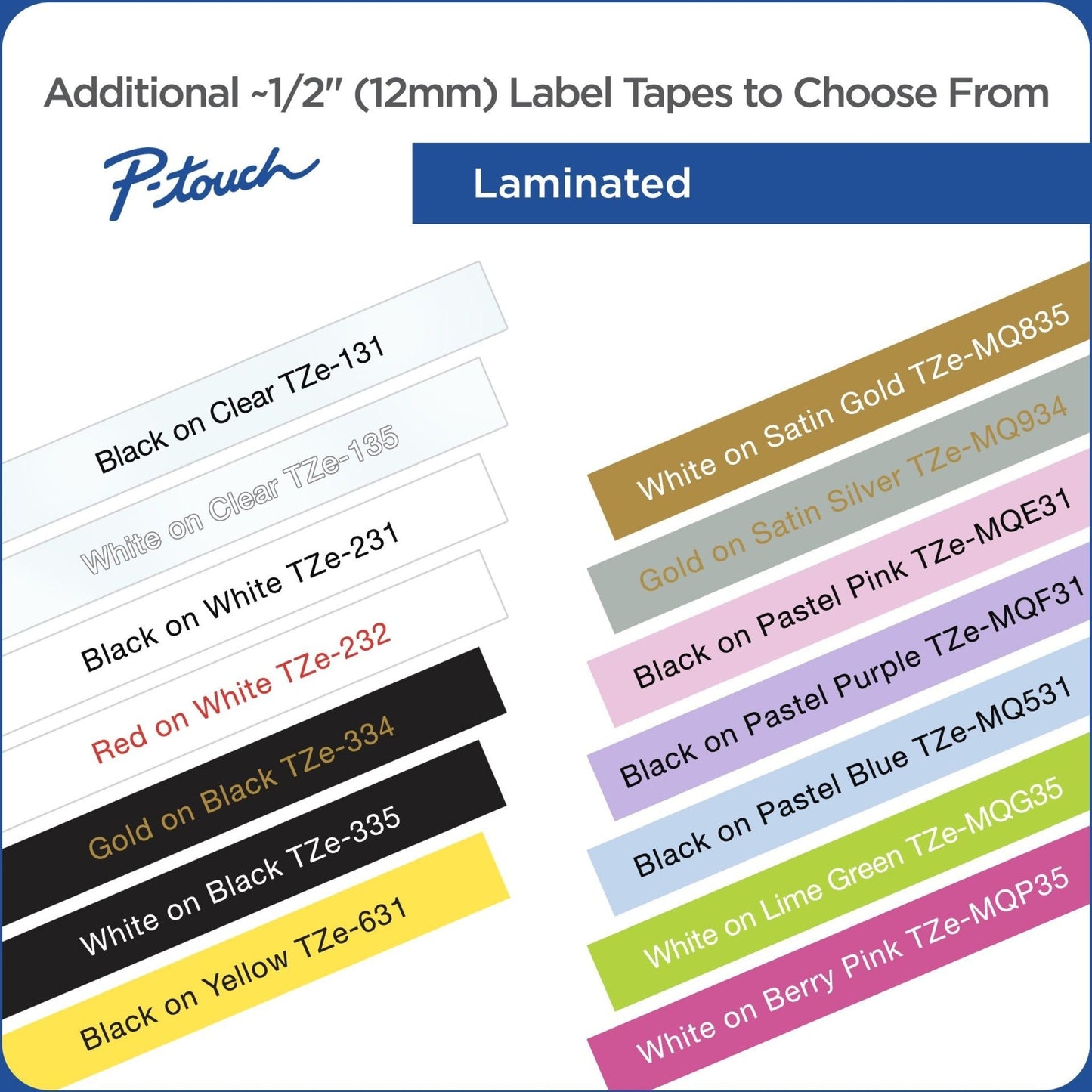 Brother TZe-531CS 0.47" x 26.2' Black on Blue Laminated Label Tape