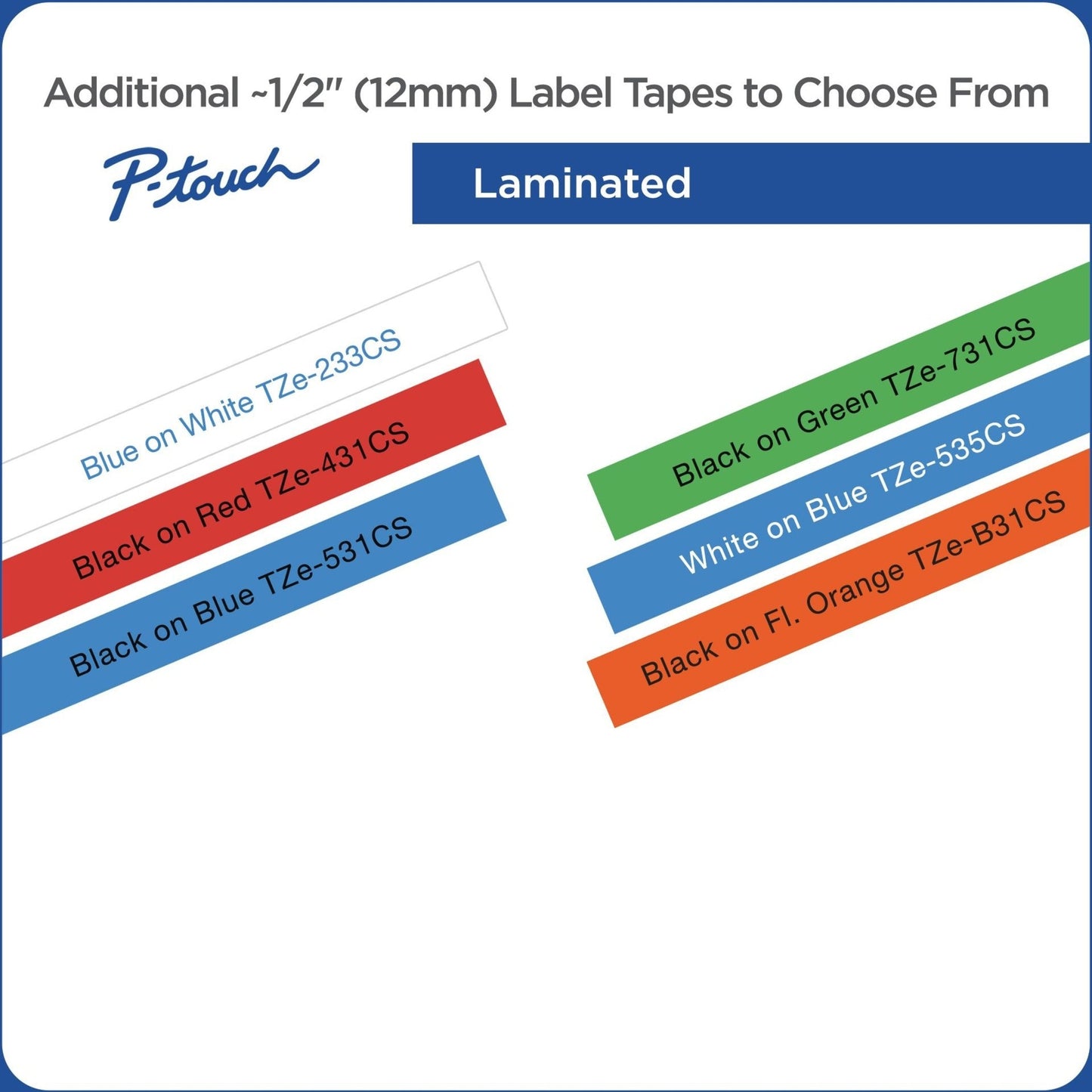 Brother TZe-531CS 0.47" x 26.2' Black on Blue Laminated Label Tape