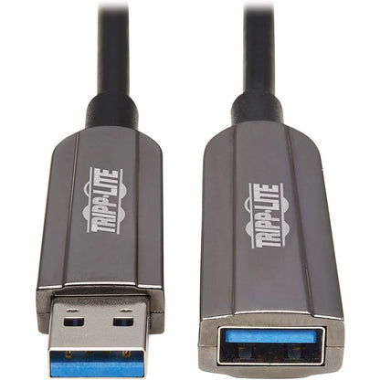 Tripp Lite USB 3.2 Gen 1 CL3-Rated Fiber Active Optical Cable (AOC) Extension/Repeater A M/F Black 50 m (164 ft.)