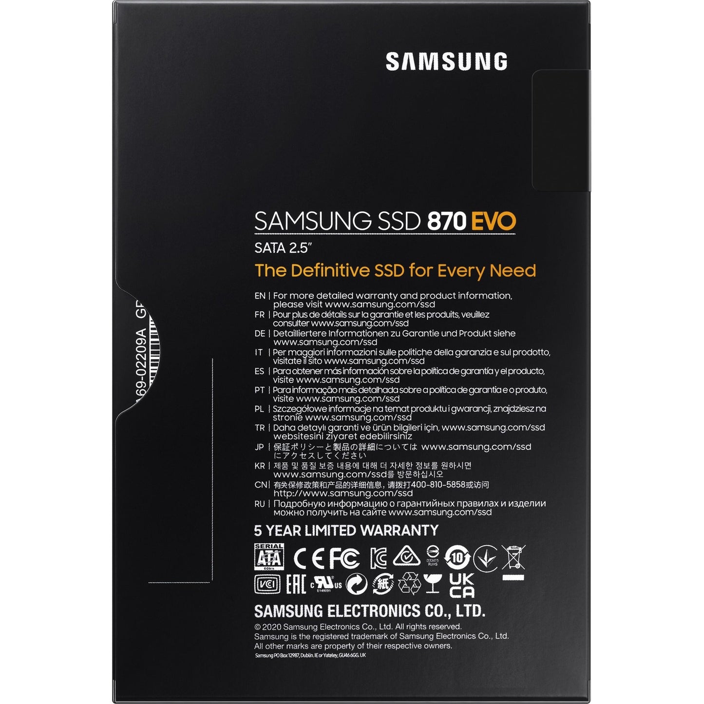 Samsung 870 EVO MZ-77E1T0BW 1 TB Solid State Drive - 2.5" Internal - SATA (SATA/600) - Black