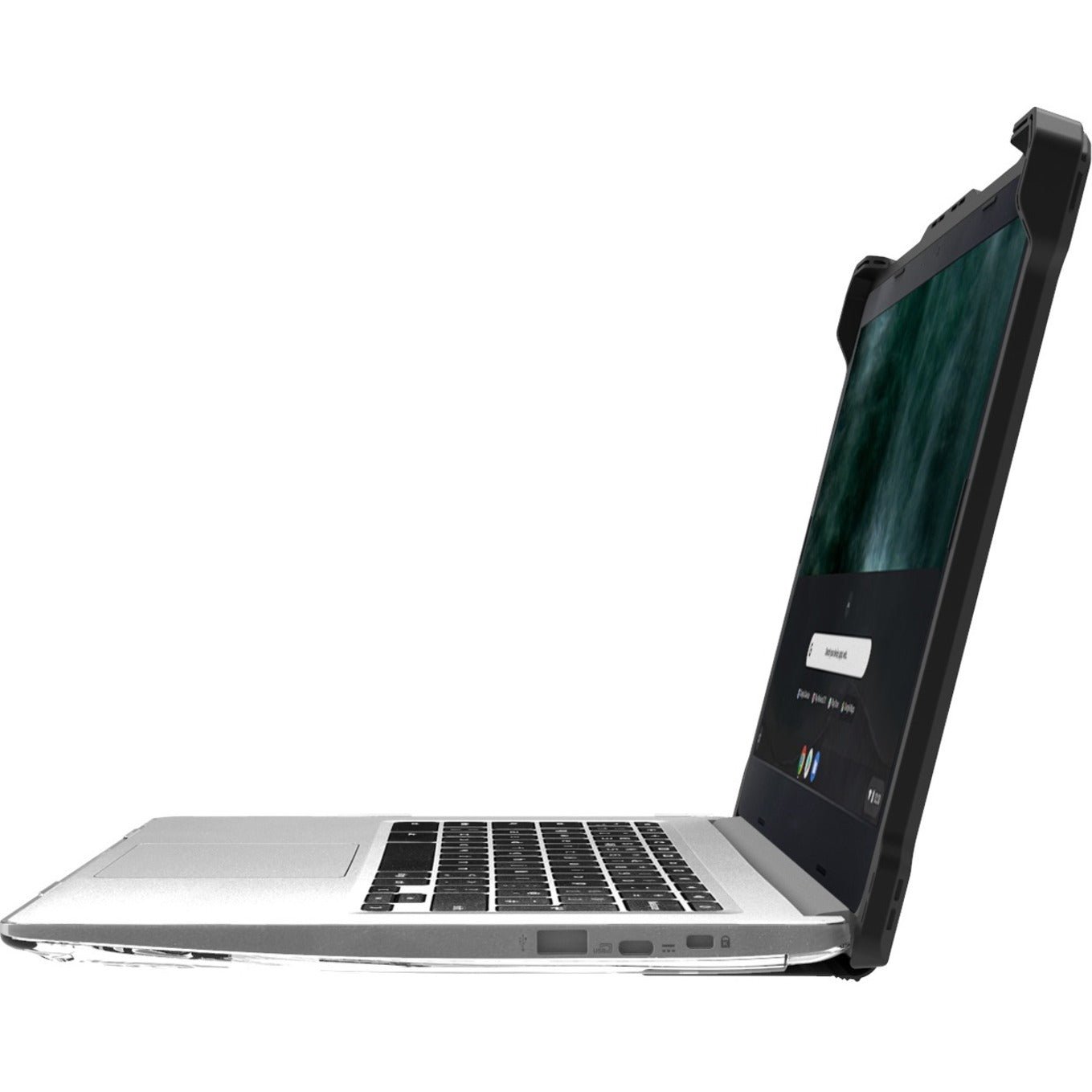 MAXCases Extreme Shell-L For HP G7/G6 Chromebook Clamshell 14" (Black-Clear PC)