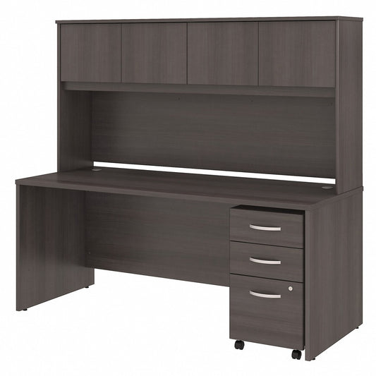 Bush Business Furniture Studio C 72W x 30D Office Desk with Hutch and Mobile File Cabinet