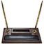 Dacasso Walnut & Leather Double Pen Stand/Cell Phone Holder
