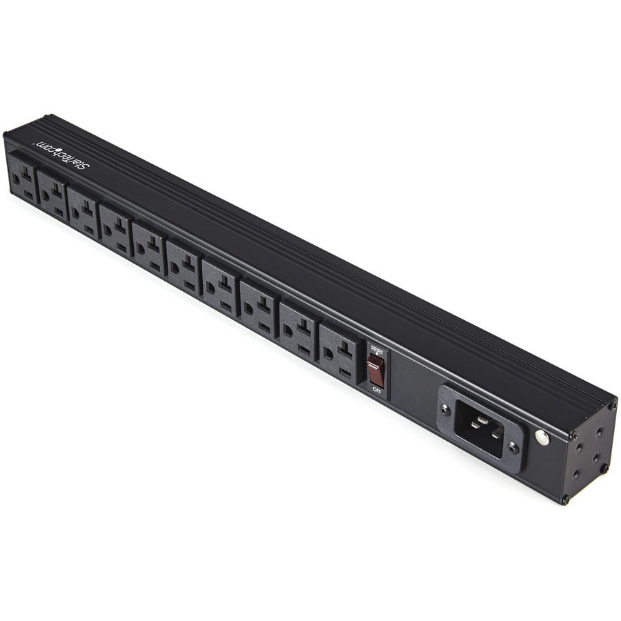 StarTech.com 10 Outlet Rack Mount Power Strip 125V/16 Amp 1U Horizontal 19" Rackmount PDU NEMA 5-20P Input 10x NEMA 5-15/20R Outlets