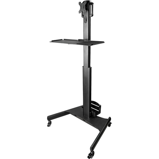 StarTech.com Mobile Standing Workstation with Monitor Mount CPU/PC Holder Height Adjustable Desktop Computer Cart Standing Workstation