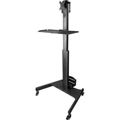 StarTech.com Mobile Standing Workstation with Monitor Mount CPU/PC Holder Height Adjustable Desktop Computer Cart Standing Workstation