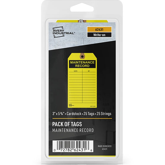 Avery&reg; Preprinted MAINTENANCE RECORD Hang Tags