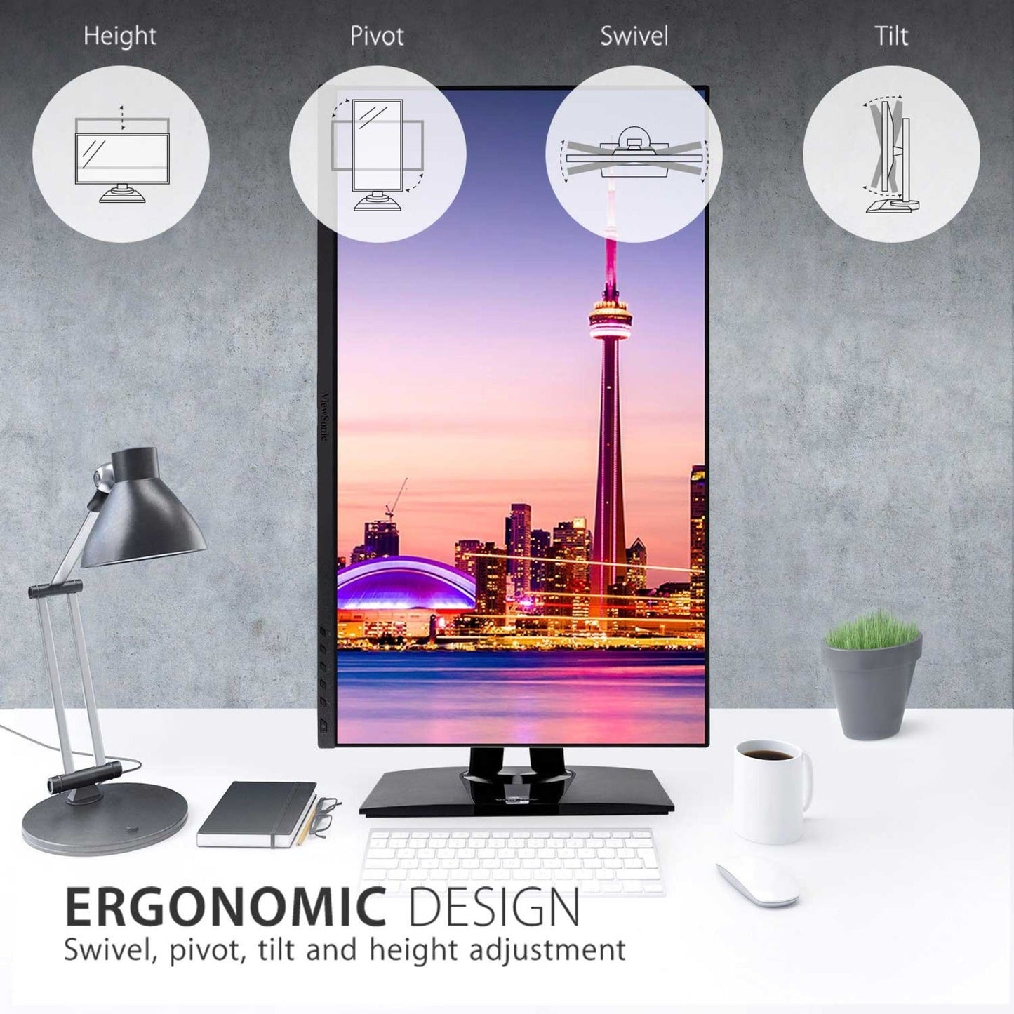 ViewSonic VP2756-2K 27 Inch Premium IPS 1440p Ergonomic Monitor with Ultra-Thin Bezels Color Accuracy Pantone Validated HDMI DisplayPort and USB C for Professional Home and Office