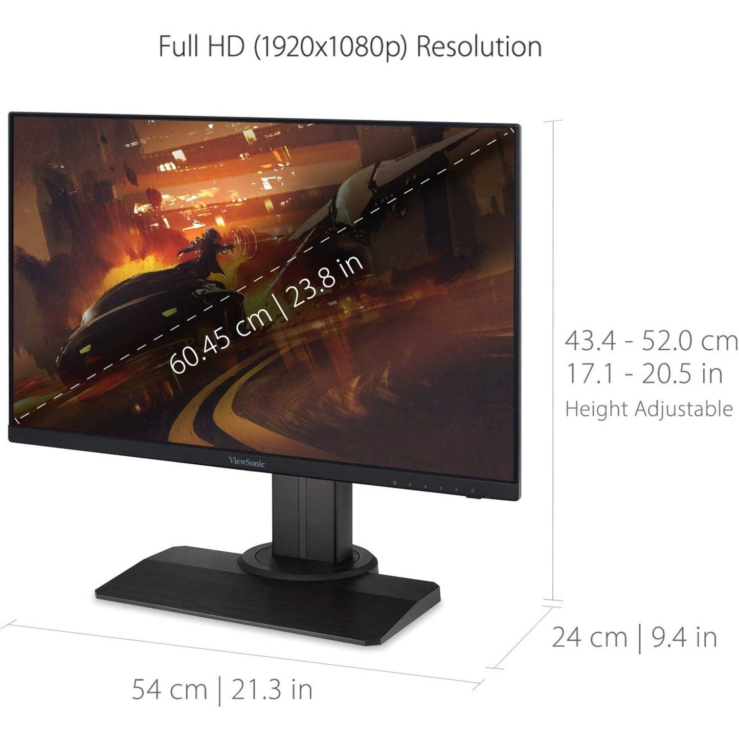 ViewSonic OMNI XG2431 24 Inch 1080p 0.5ms 240Hz Gaming Monitor with AMD FreeSync Premium Advanced Ergonomics Eye Care HDMI and DisplayPort for Esports