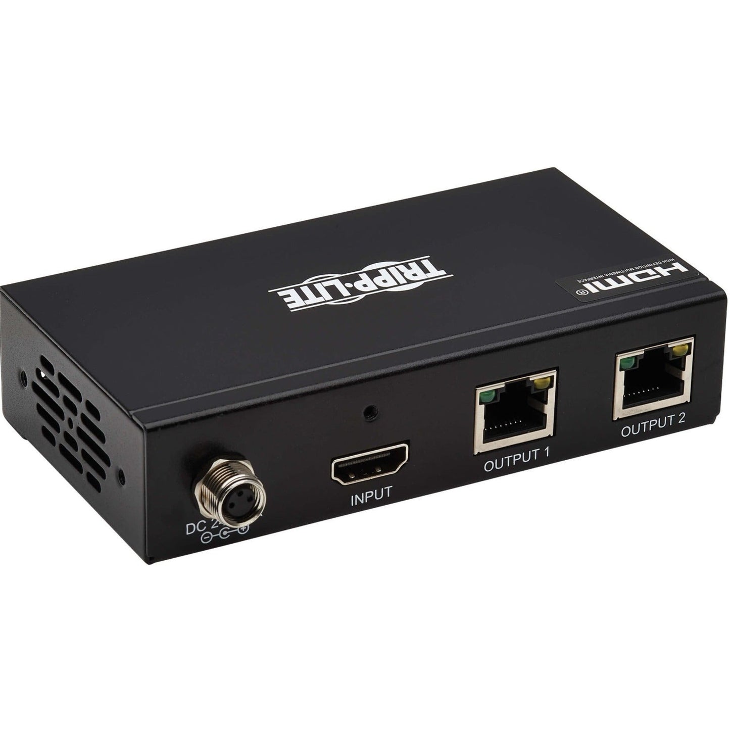 Tripp Lite 2-Port HDMI over Cat6 Extender Kit Splitter/2x Pigtail Receivers 4K 60 Hz HDR 4:4:4 PoC 230 ft. (70.1 m) TAA