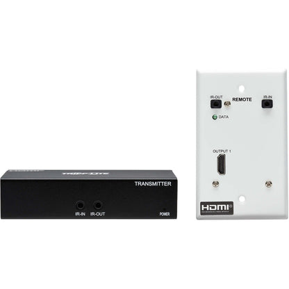 Tripp Lite HDMI over Cat6 Extender Kit Box Transmitter/Wall Plate Receiver 4K 60 Hz 4:4:4 IR PoC HDR HDCP 2.2 230 ft. TAA